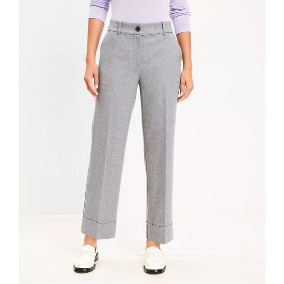 LOFT Pants - Loft Straight Cropped Cuff Pant in Wool Blend Size 10 Dove Grey‎ Heather